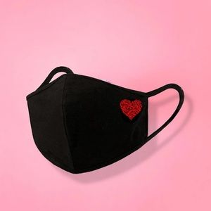 Valentine’s Day red flourish heart face mask (cotton blend)